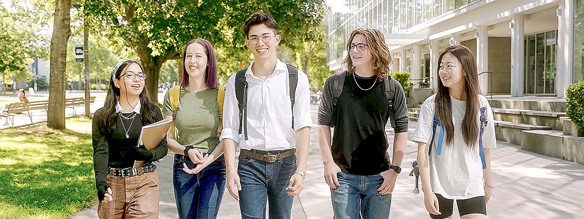 Five UBC students on-campus.